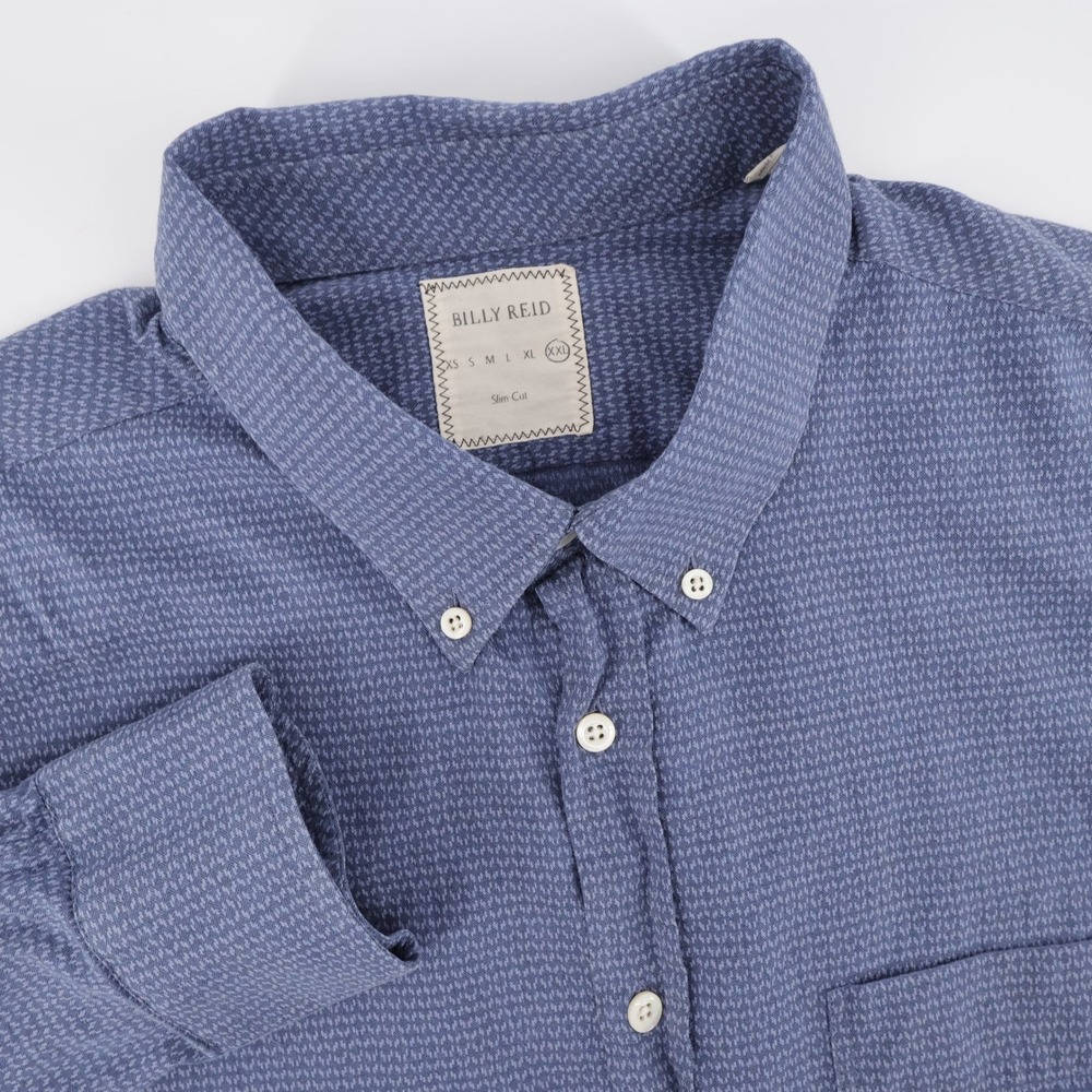 Billy Reid Button Down Shirt Blue Long Sleeve Mens XXLSlim Cut